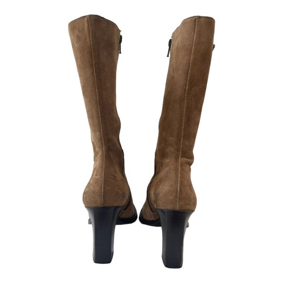 Banana Republic Women's Tan Suede Mid Calif inside Zipper Boots Size 8 - Picture 8 of 15